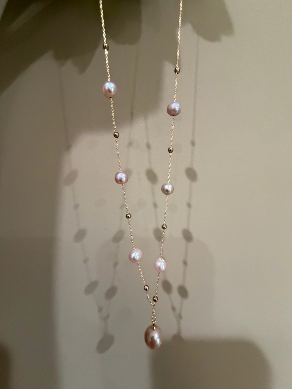 Fresh Water Pearl Stary Nights Gold-Plated Necklace with Gild Pink Pearl Accent